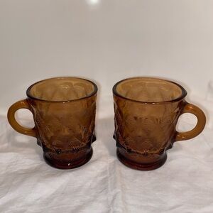 3/30$ Vintage‎ Anchor Hocking Fire King Amber Brown Diamond Kimberly cup Mug 319